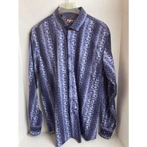 Spazio Uomo Men Long Sleeve Purple Blue Shirt Size Large